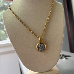 Gold-Tone Portrait Medallion Necklace